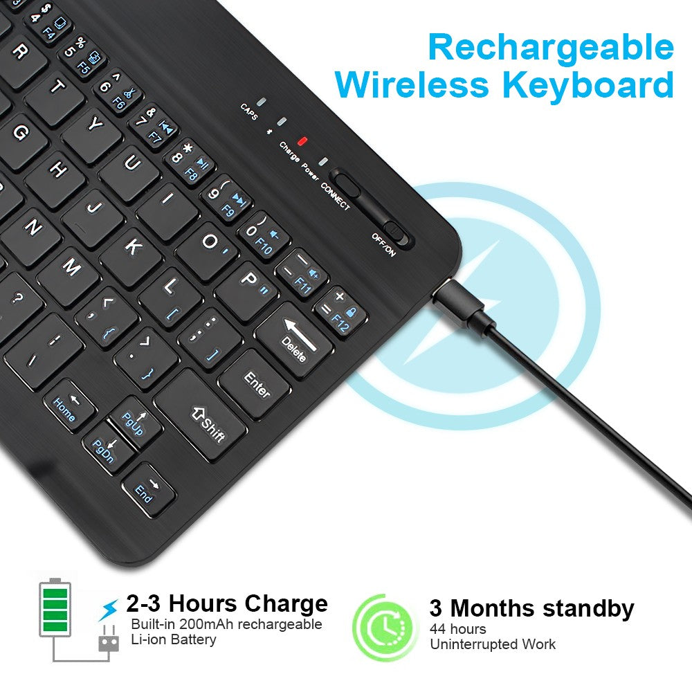 Teclado Bluetooth Mini Teclado 200mAh Recarregável Teclado Silencioso Sem Fio Teclado Gamer para Laptop Tablet Mac OS Windows