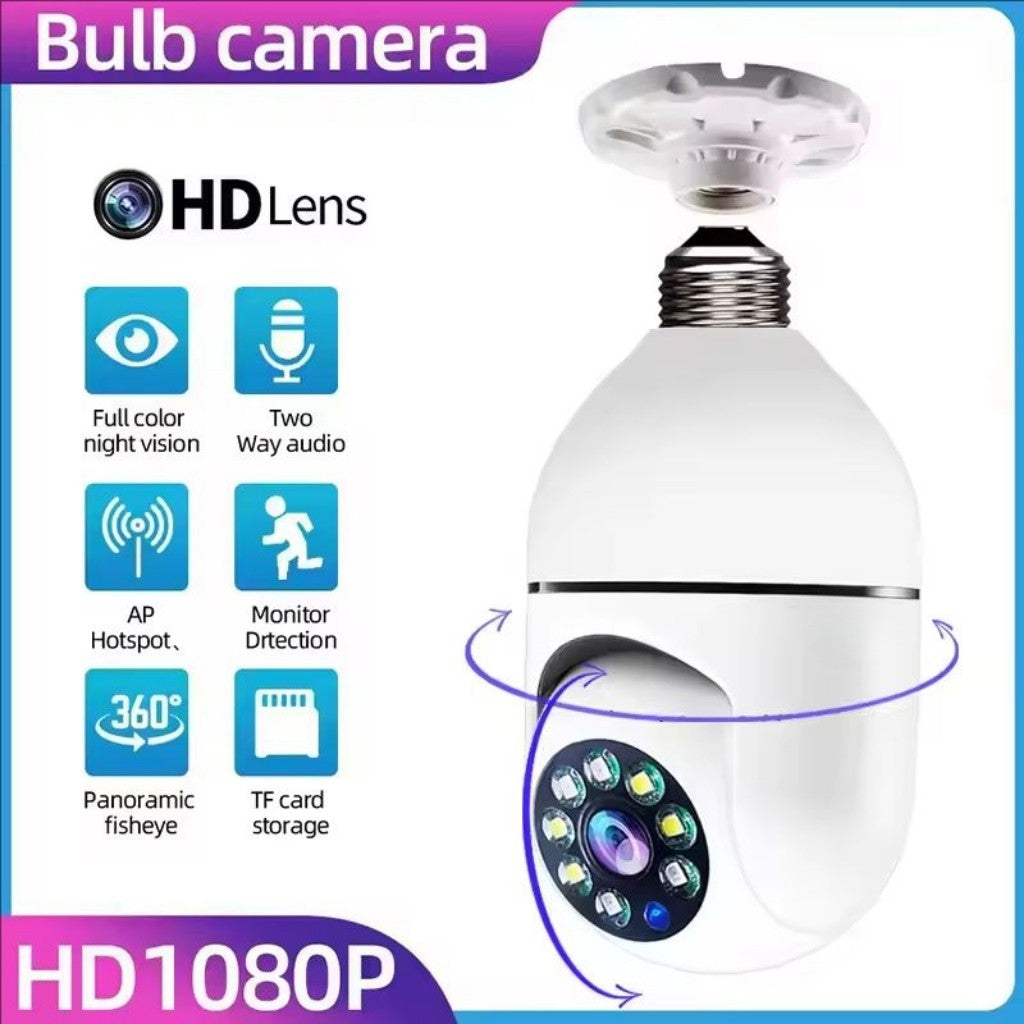 E27 Bulb Surveillance Outdoor Security Camera Automatic Night Vision Color Indoor Motion Detection Focus Zoom WiFi Camera