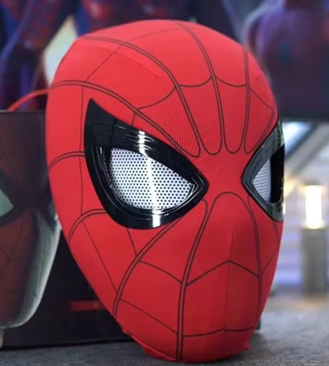2026 Popular Breathable Spider Man Headset with Chin Operable Blink Touch Glowing Mask Miles Halloween Cosplay Boys Headgear Toy