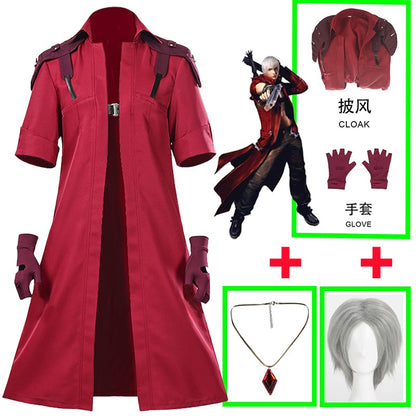 Devil May Cry 5 Dante Cosplay Costume Game DMC 5 Dante Wig Windbreaker Gloves Top Pants Disguise Suits Party Fantasia Outfits