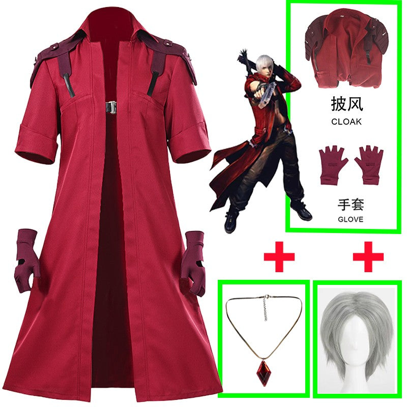 Devil May Cry 5 Dante Cosplay Costume Game DMC 5 Dante Wig Windbreaker Gloves Top Pants Disguise Suits Party Fantasia Outfits
