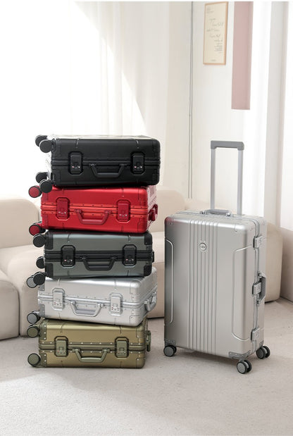 Aluminum magnesium alloy password box, pull rod box, universal wheel travel box, luggage compartment, boarding case