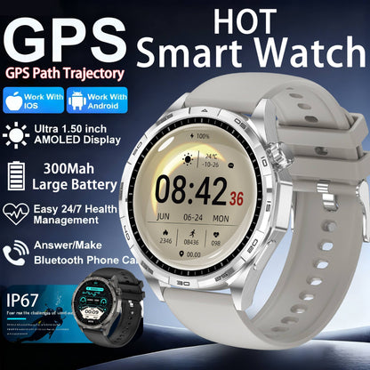 2026 Novo Relógio Fitness Original G T6 Pro Smartwatch Tela AMOLED HD de 1.50" com GPS, Monitor de Batimentos Cardíacos e Chamadas Bluetooth para Homens