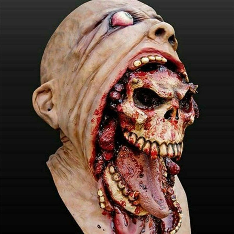 Spooky Halloween Zombie Mask - Latex Bloody Skull With Melted Face For Cosplay & Party Decorations Halloween Decorations