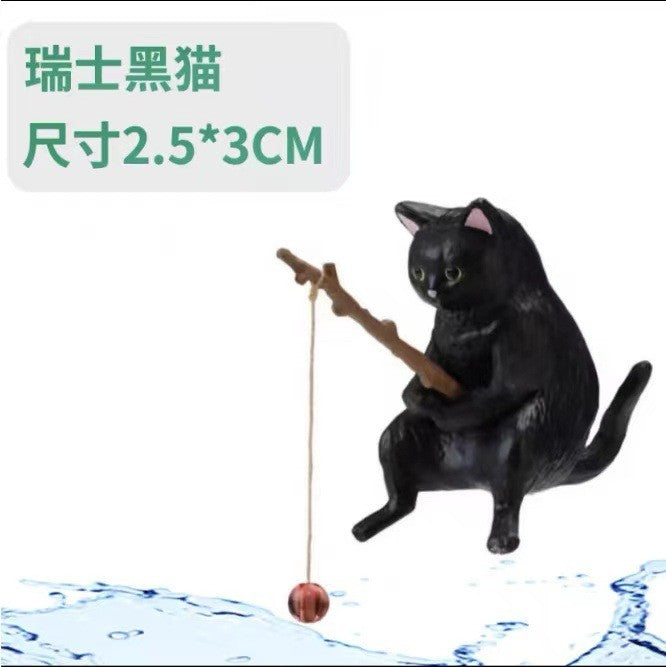 Gato-pescador Decoração de Interiores de Carro Resina Fofa com Óculos de Tubo Pingente para Retrovisor de Carro Saída de Ar para Acessórios de Carro