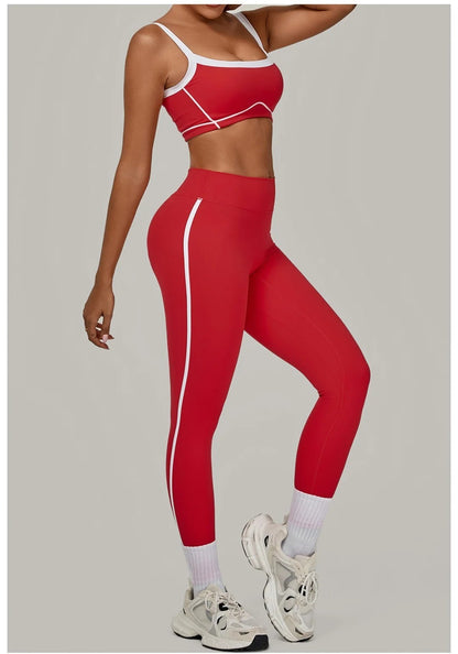 Yoga Suit Sports Fitness High Waist Peach Hip Tight Removable Padding Sports Bra Outfit Running Workout Clothes Gym Leggings Set