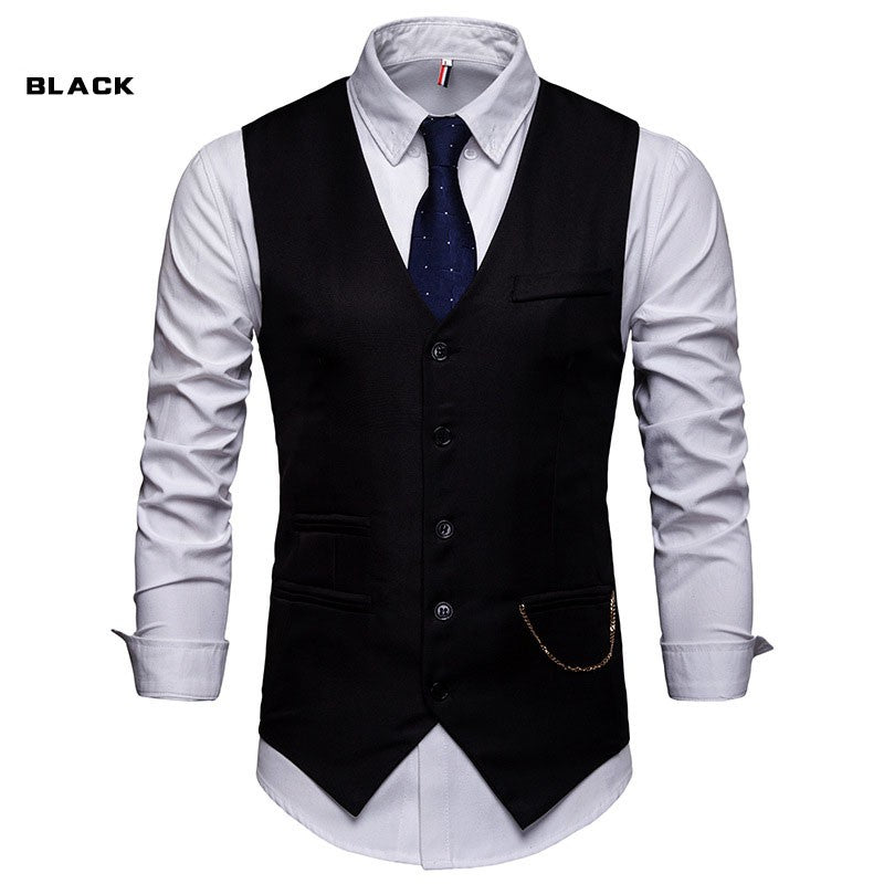 High Quality Men Suit Vest Waistcoat Chain Business Slim Groom Groomsman Wedding Men's Dress Blazer Vests Formal Party V05