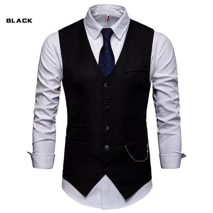High Quality Men Suit Vest Waistcoat Chain Business Slim Groom Groomsman Wedding Men's Dress Blazer Vests Formal Party V05