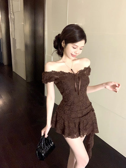 V Neck Lace Trim Shift Dress Women Summer Modern Heritage Aesthetic Youthful Chic Figure Flattering Day to Night Dress
