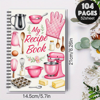 1 Recipe Notebook A kitchen planner with cute cooking patterns and pastel-colored food journal for home cooks and meal planners