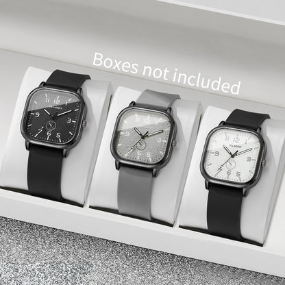 1/2/3PCS Fashion Square Women Watches Casual Silicone Strap Quartz Watches Sports Wristwatch For Men Women Students?Without Box?