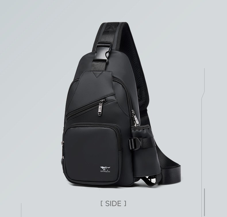 Septwolves Business Thin Printed Leather Crossbody Sling Bag Man Fashion Casual Travel Monogram Print Fabric iPad Shoulder Bag