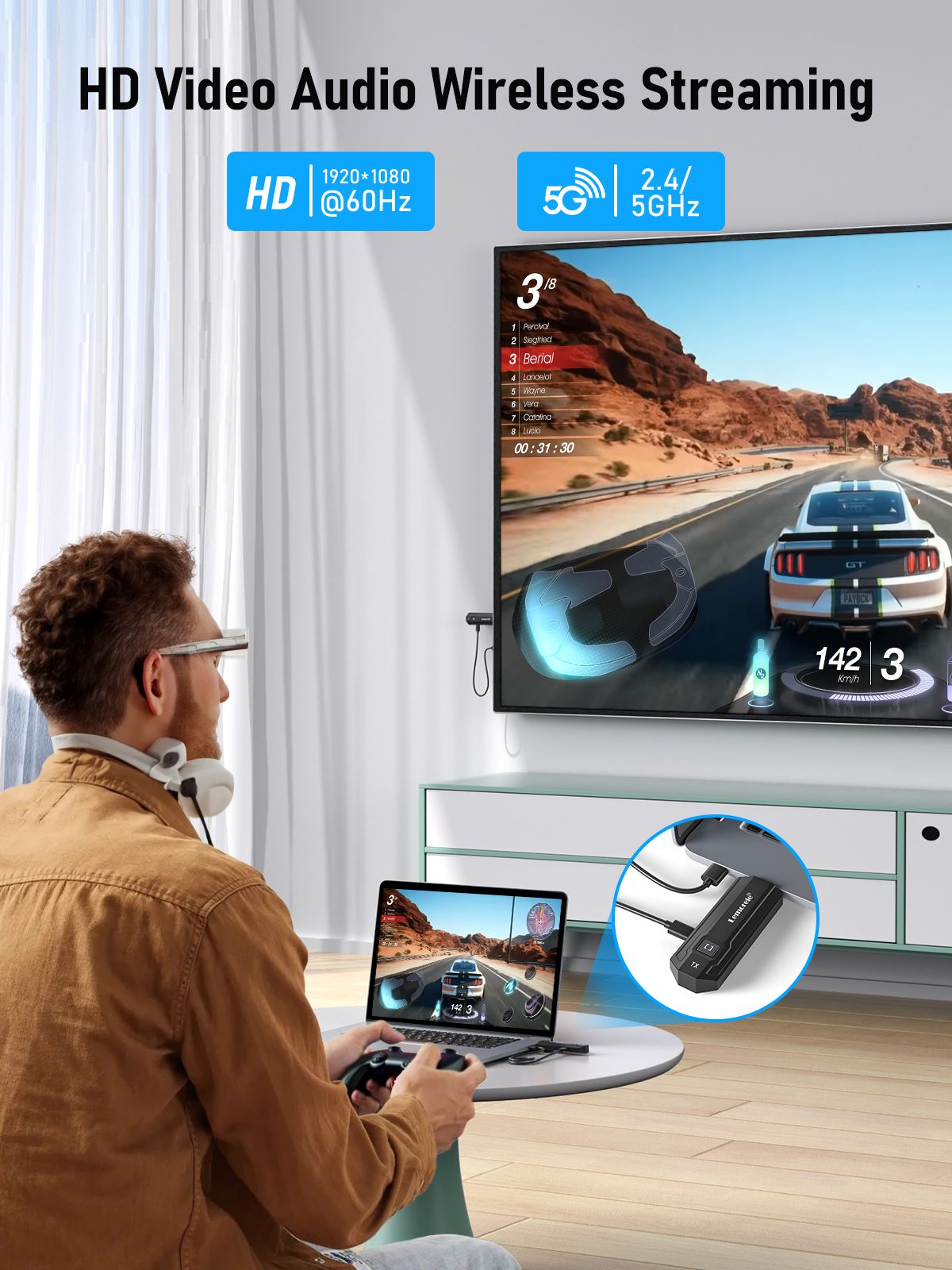 Transmissor e Receptor HDMI sem fio Lemorele 1080P Reunião Transmissor de Áudio Bluetooth para Laptop TV Projetor Monitor Câmera
