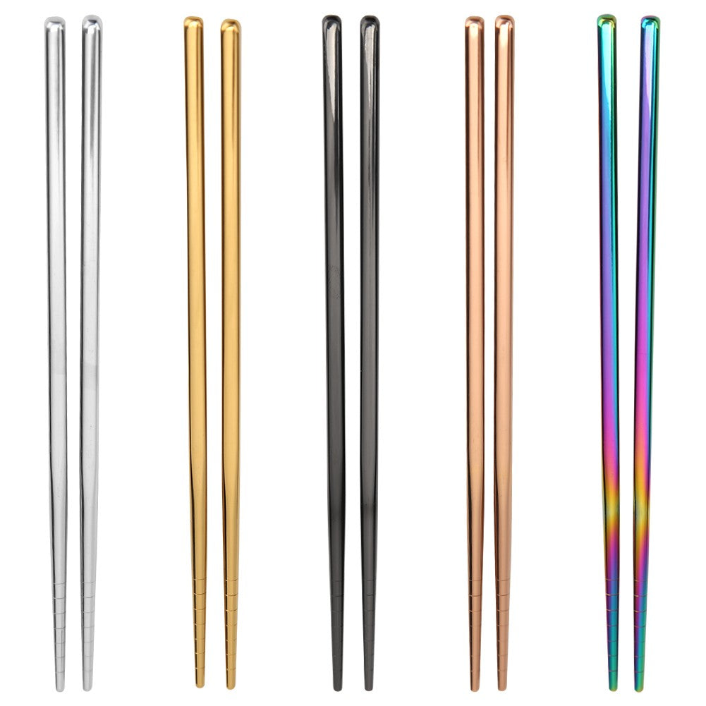 Pauzinhos Coloridos de Aço Inoxidável Portáteis Antiderrapantes Ecológicos Bastões de Comida Utensílios de Mesa de Cozinha