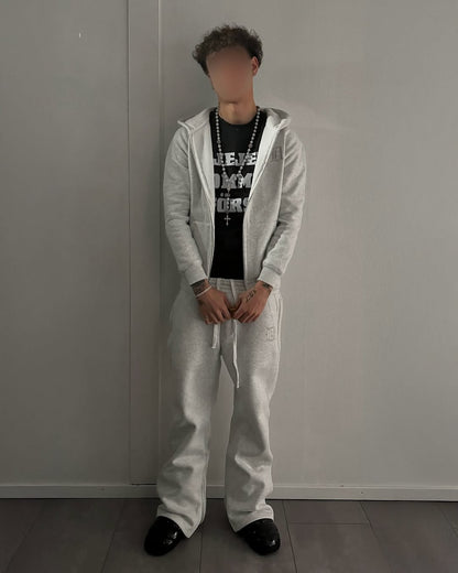 New embroidered retro pattern zipper hoodie Y2K men clothing Harajuku women clothing casual sweatpants couple suit tracksuit