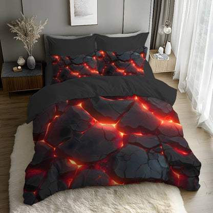 Fantasy Red Glow Duvet Cover Set with 3D Printing Design Soft Brushed Polyester Bedding Set  All-Season Comfort Machine Washable