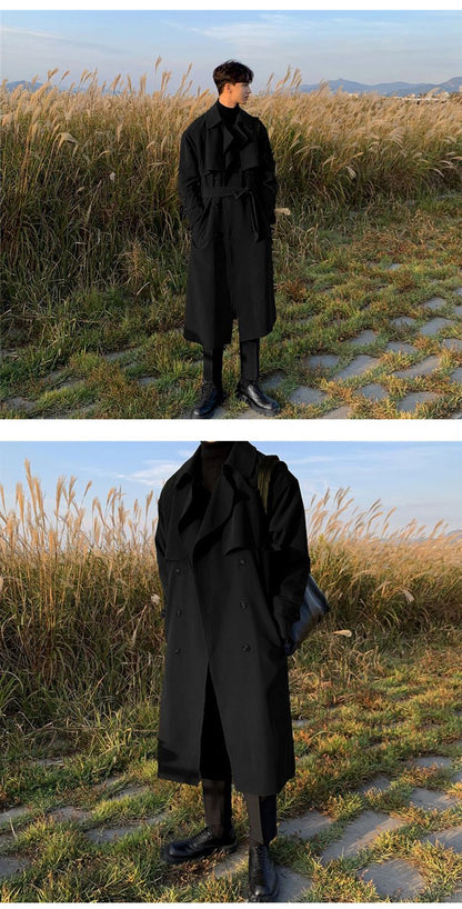 Trench coat Brand New Spring Trench Korean Men's Fashion Overcoat Male Long Windbreaker Streetwear Men Coat Outer Wear Clothing