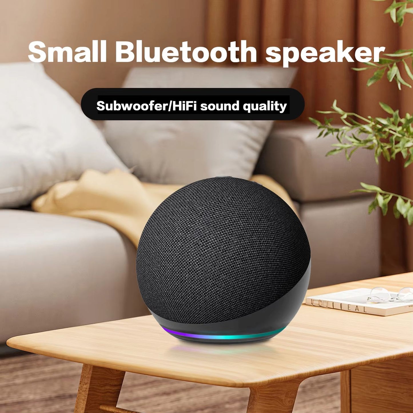 Alaxe Mini Alto-falante Bluetooth Pequeno RGB Portátil Subwoofer Esférico para Mesa ao Ar Livre com Cartão Alto-falante Doméstico para Presentes ao Ar Livre
