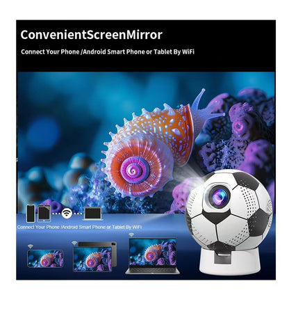 MSAI Soccer Q8 Projector 4K 720P Android 12 Auto Focus Dual-Band WiFi Multi-Language Projector for Camping Bedroom Outdoor Movie
