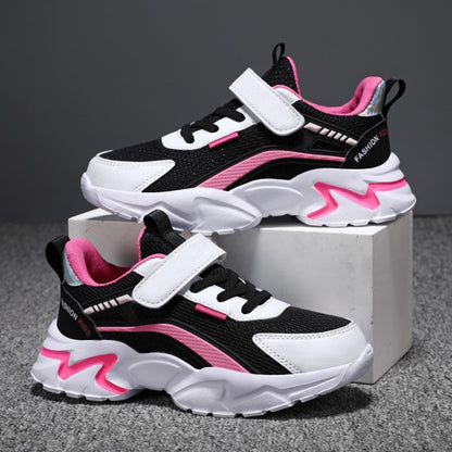 Lovely Girls Pink Sneaker Outdoor Breathable Mesh Flat Sport Shoes Fashion Kids Casual School Walking Shoe  Antislip