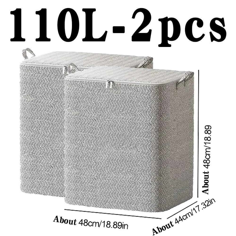 Non-woven Quilt Storage Bag with Lids Zipper Foldable Clothes Quilt Bins Container Large Capacity Dust-proof Bag Organize