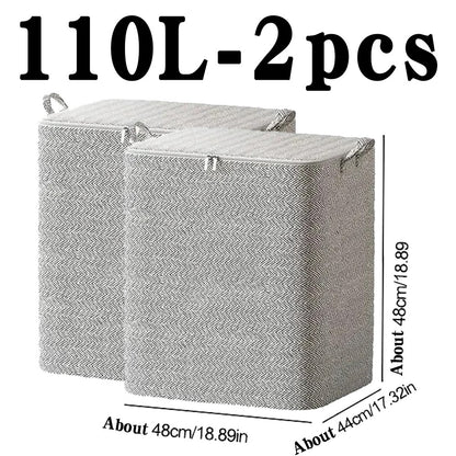 Non-woven Quilt Storage Bag with Lids Zipper Foldable Clothes Quilt Bins Container Large Capacity Dust-proof Bag Organize