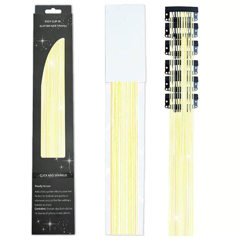 6/12 peças de tic-tac de cabelo sintético, peça única, extensões de cabelo com brilho feminino, kit de enfeites de cabelo, peruca brilhante resistente ao calor