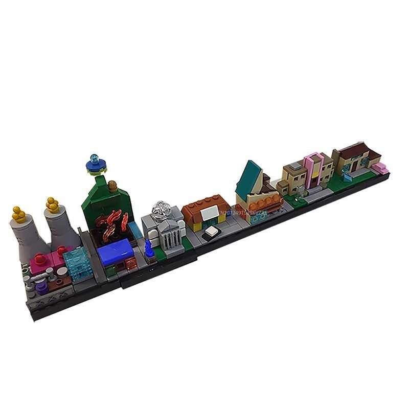 MOC Simpsonized Modular Taberna do Moe Blocos de Construção Casa da Cidade Escola Primária de Springfield Arquitetura Skyline Tijolos Brinquedos