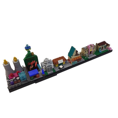 MOC Simpsonized Modular Taberna do Moe Blocos de Construção Casa da Cidade Escola Primária de Springfield Arquitetura Skyline Tijolos Brinquedos