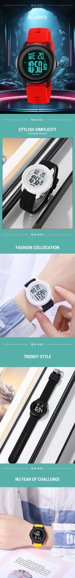 SKMEI 2218 Fashion Digital Watches for Women Men Waterproof Sports LED Display Mens Womens Wristwatches Alarm Reloj De Mujer