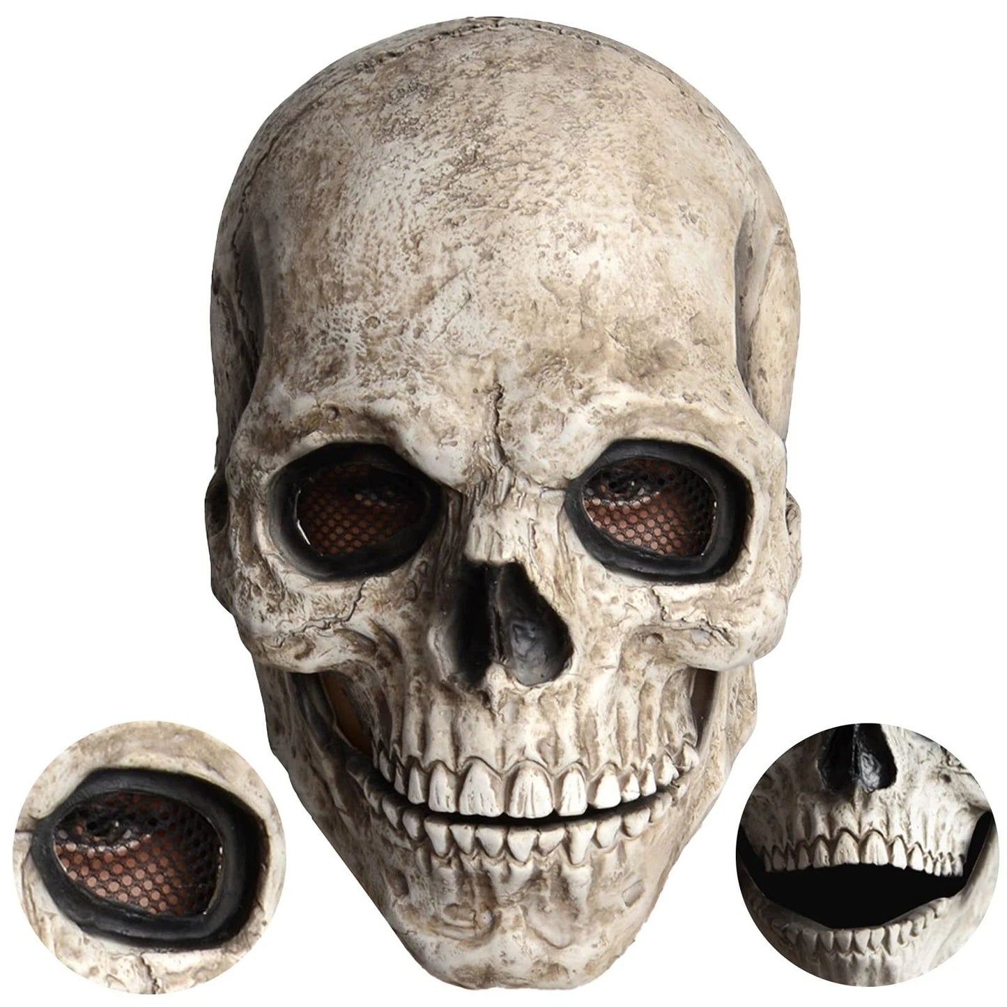 Movable Jaw Mask Breathable Latex Headgear Full Head Skull Helmet Comfortable Skull Mask For Halloween Party Outdoor Decorations