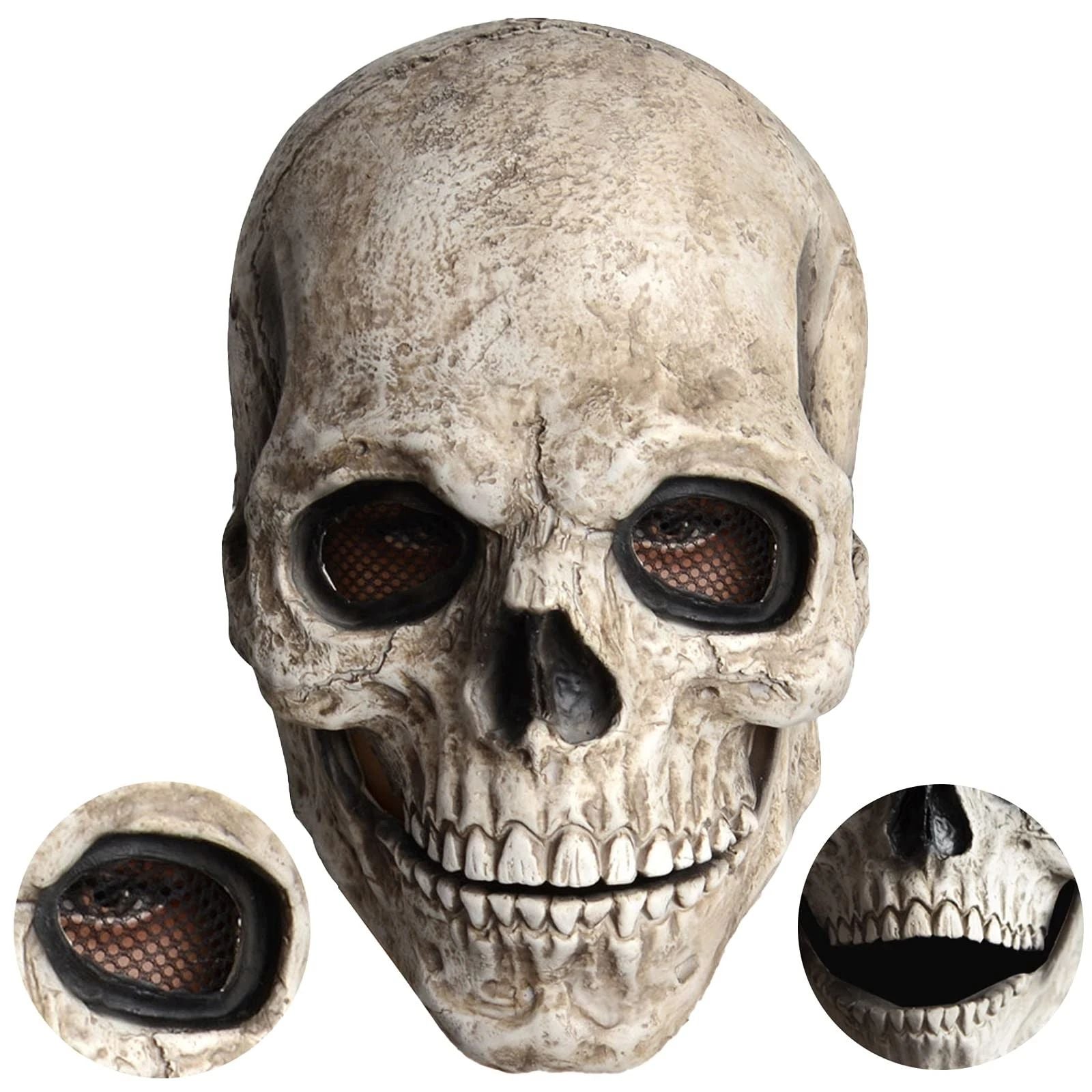Full Head Skull Helmet Breathable Movable Jaw Mask Halloween Skull Mask Comfortable Skull Mask For Cosplay Haunted House