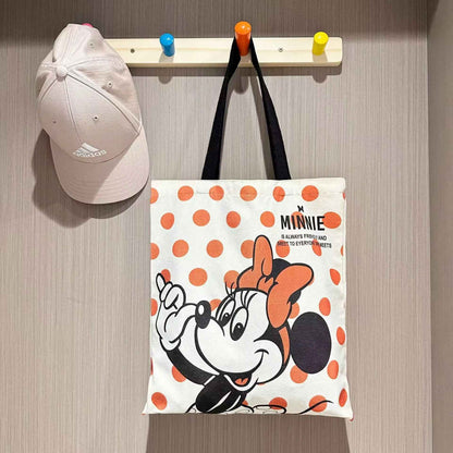 Mickey and Minnie Cartoon Creative Printed Pattern Handbag Large Capacity Fashion Canvas Shoulder Bag Female Mommy Bag