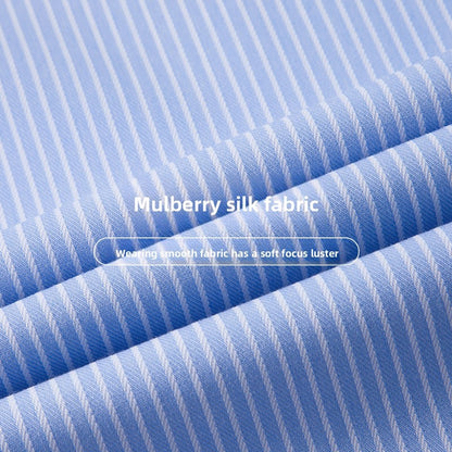 High End Mulberry Silk Soft Anti-wrinkle New Stripped Slim Fit Brand Men Shirts Designer Long Sleeve Business Casual Tops 2025