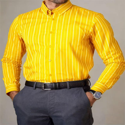 New Men's Striped Casual Shirt Fashion Durable Long Sleeve Business Formal Shirt Comfortable Soft Designer