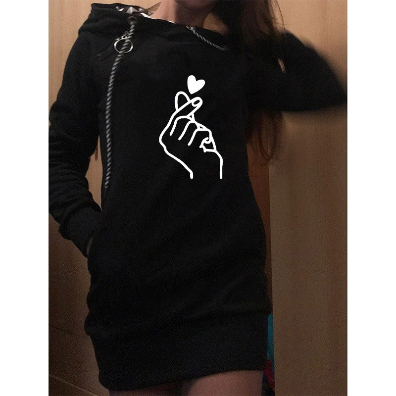 Women Sweater Dress Long Sleeve Hoodie Dress Autumn Winter Casual Slim Sweater Hoodies Dress