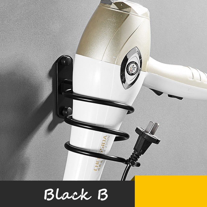 Wall Mounted Bathroom Black Hair Dryer Holder Space Aluminum Hair Straightener Holder Storage Bathroom Shelf Accessories