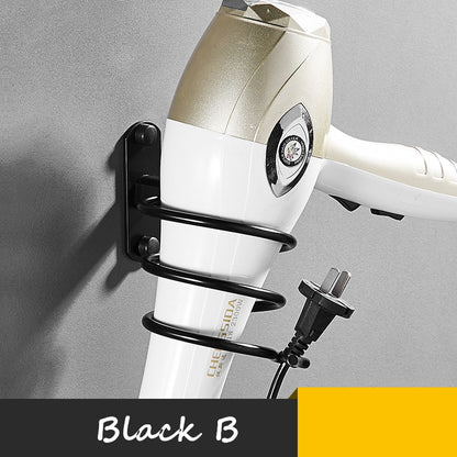 Wall Mounted Bathroom Black Hair Dryer Holder Space Aluminum Hair Straightener Holder Storage Bathroom Shelf Accessories
