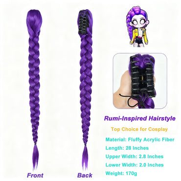 Peruca Cosplay Roxa Temática Wigundle para Personagem de Quadrinhos Festa de Halloween Encenação Peruca Sintética Resistente ao Calor Presente de Feriado Diário
