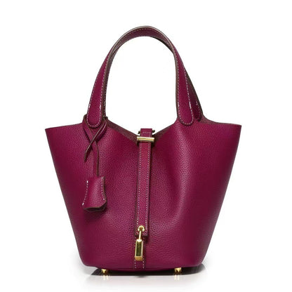 New Leather Luxury Handbag, High-end Soft Leather Bucket Bag, Cowhide Portable Gift Bag, Commuting Versatile Women's Bag