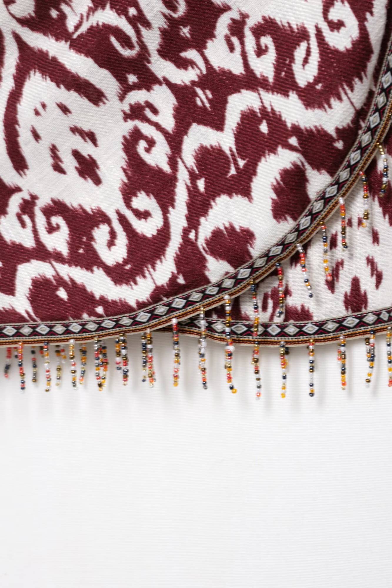 Zevity Women Fashion Totem Print Colorful Beading Tassel Mini Sarong Skirt Faldas Mujer Female Chic Back Zipper Vestidos QUN9282