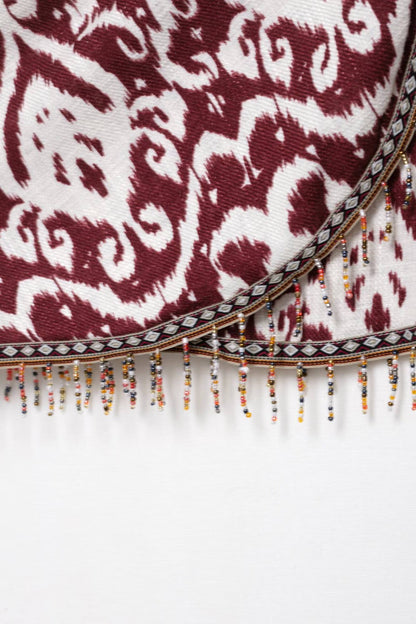 Zevity Women Fashion Totem Print Colorful Beading Tassel Mini Sarong Skirt Faldas Mujer Female Chic Back Zipper Vestidos QUN9282