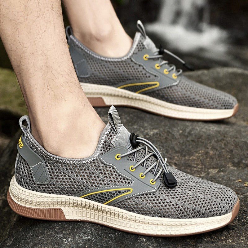 Sapatos Masculinos Casuais de Couro Genuíno para Exteriores Marca de Sapatos Masculinos para Escalada Caminhada Viagem Sapatilhas Respiráveis Masculinas Calçados de Verão