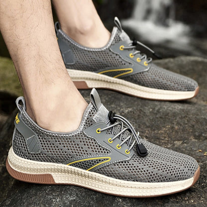 Sapatos Masculinos Casuais de Couro Genuíno para Exteriores Marca de Sapatos Masculinos para Escalada Caminhada Viagem Sapatilhas Respiráveis Masculinas Calçados de Verão