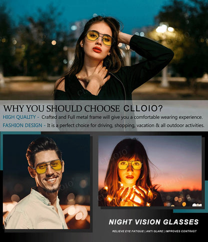 CLLOIO Óculos Antirreflexo para Visão Noturna e Diurna Masculino Feminino Polarizado para Dirigir Óculos de Sol Quadrados de Alumínio Fotocromáticos UV400