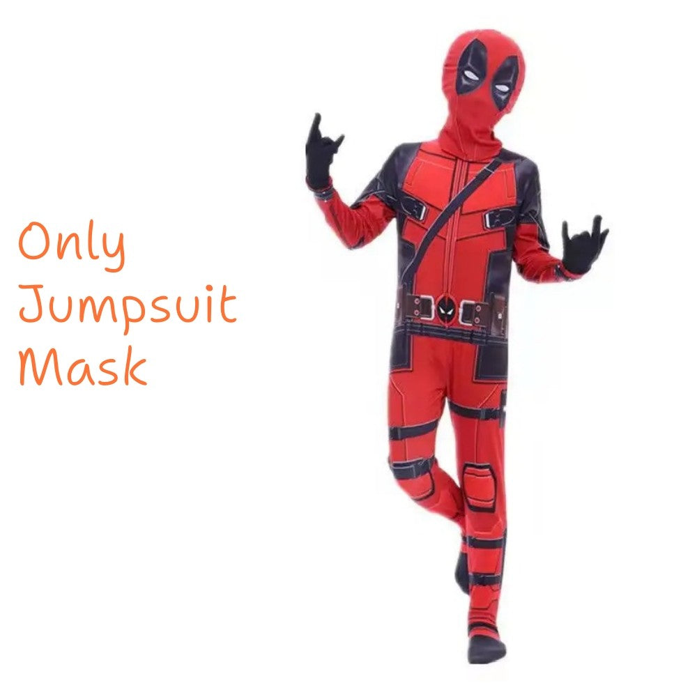 Adult Kids Deadpool Cosplay Costume Bodysuit Outfits Superhero Jumpsuit Boys Movie Character Dress Up Mask Costumes With Swords