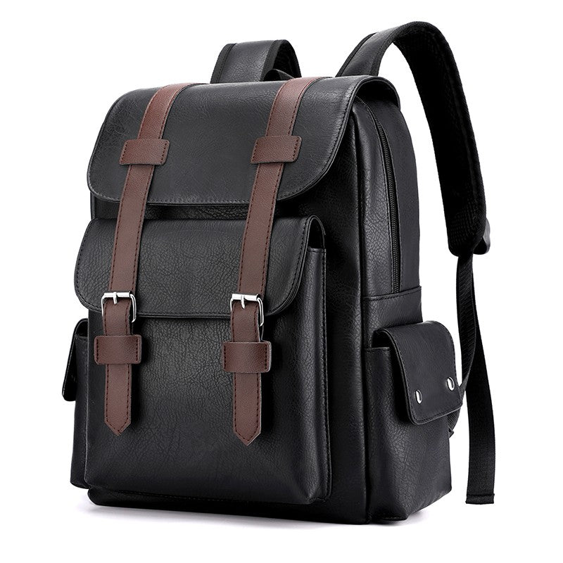 2023 Men Backpack PU Leather Bagpack Large Laptop Backpacks Male Mochilas Black Schoolbag For Teenagers Boys Brown Sac A Dos