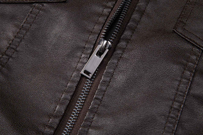 Men's Leather Jacket 2025 New Spring Autumn Winter Korean Style Slim Fit Trendy Fleece Lined Thickened Motorcycle Jacket Men's