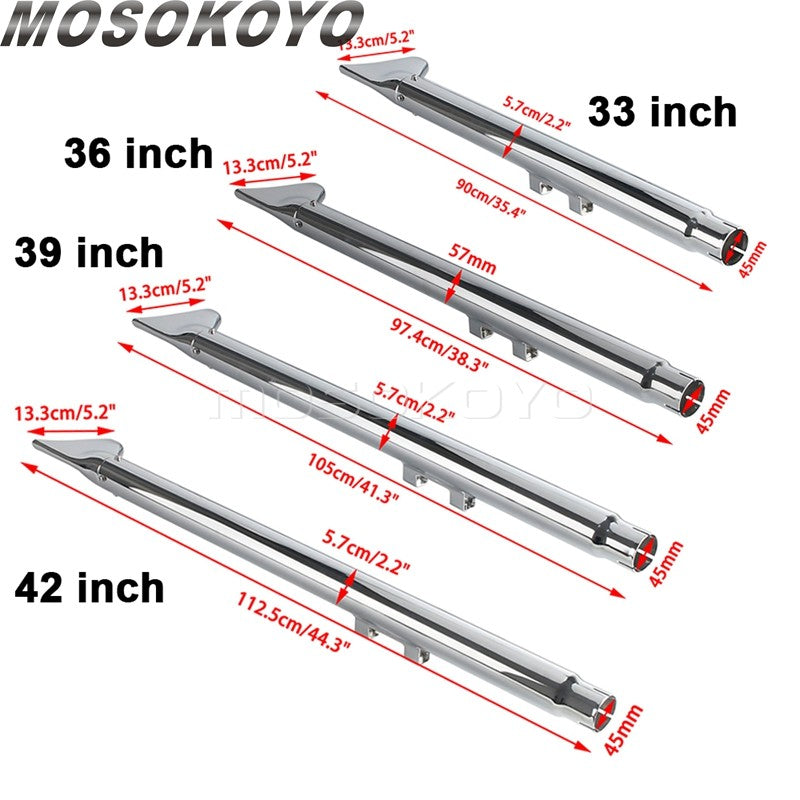 Fishtail Exhaust Pipes 42" Mufflers For Harley Softail Standard Deuce Springer Rocker Night Train Deluxe Heritage Classic 07-17