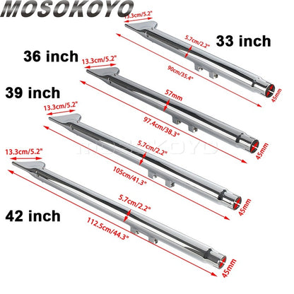 Fishtail Exhaust Pipes 42" Mufflers For Harley Softail Standard Deuce Springer Rocker Night Train Deluxe Heritage Classic 07-17